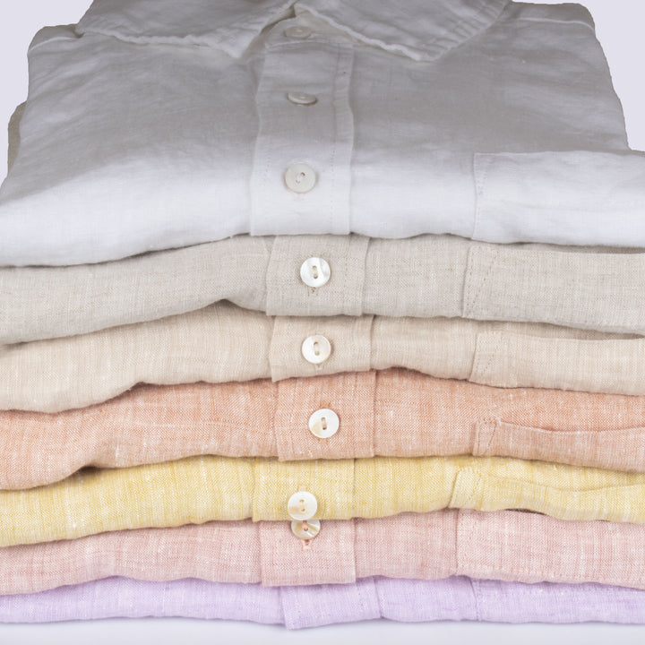 Stonewashed European Linen Full Sleeves Shirt  Men | 31001