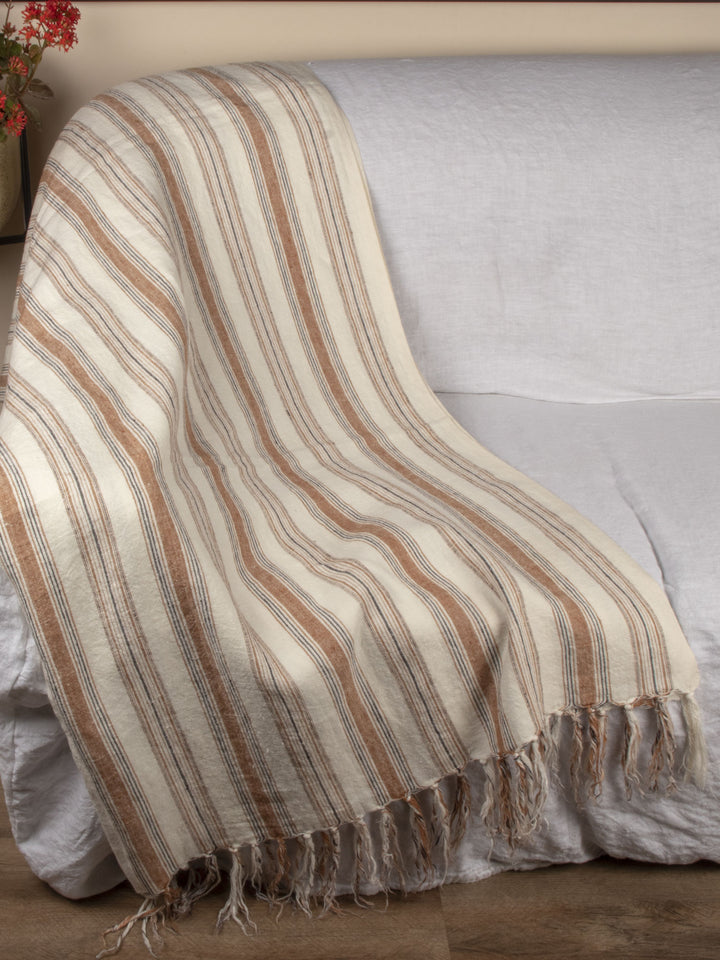 Stonewashed 350gsm Yarn-Dyed 100% Linen Throw | 21192