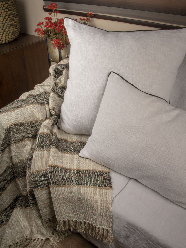 Handloom woven Boucle Plaid Cotton | Viscose Throw | 23077