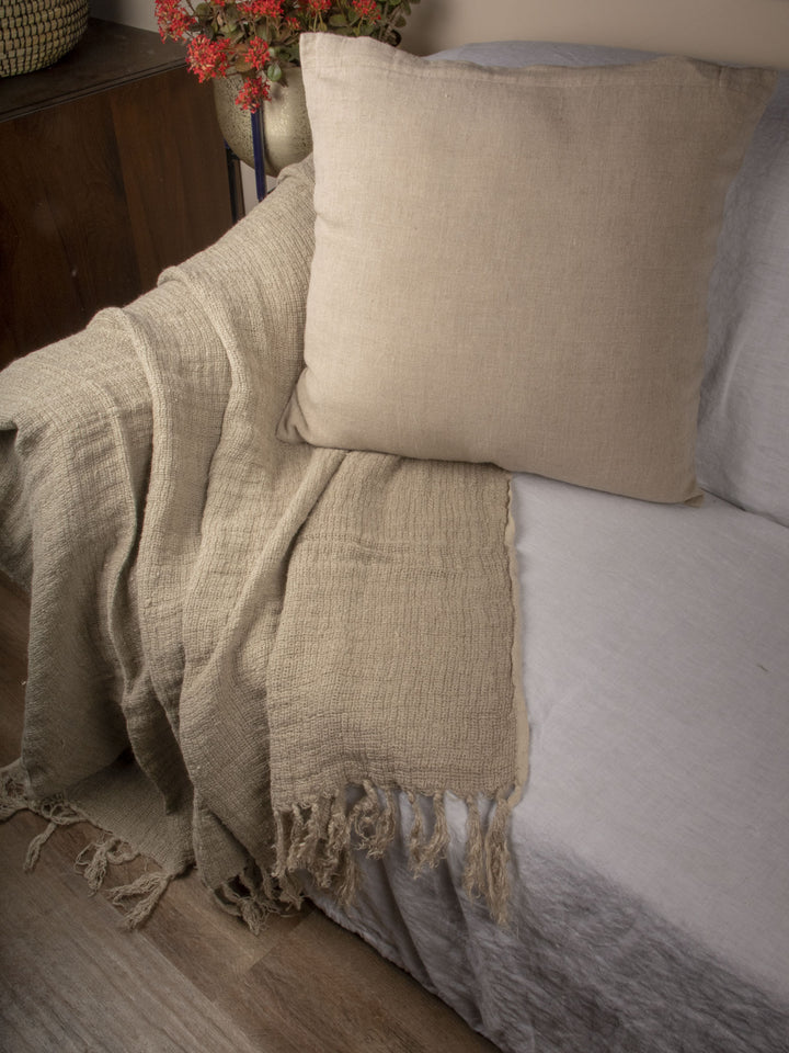 Stonewashed 380gsm Mesh weave Heavy Linen Throw | 23206