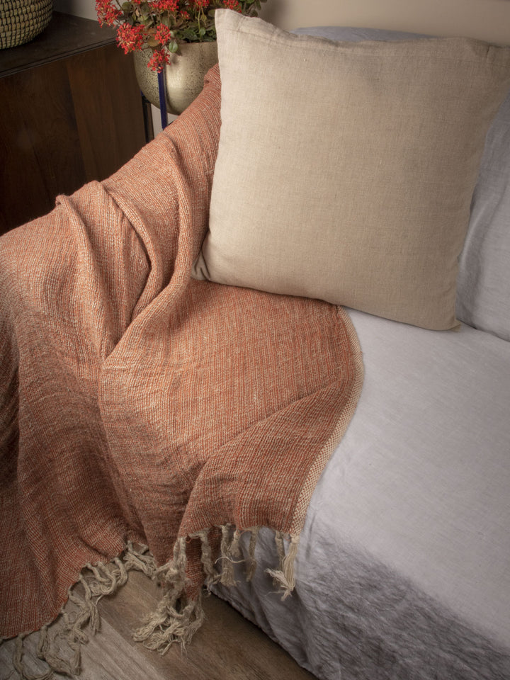 Stonewashed 380gsm Mesh weave Heavy Linen Throw | 23206
