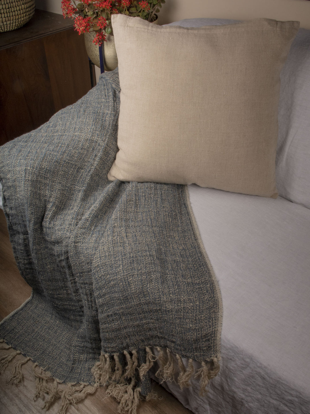Stonewashed 380gsm Mesh weave Heavy Linen Throw | 23206