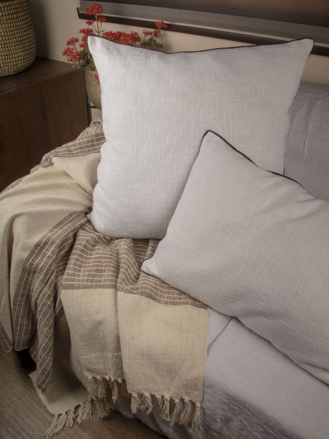 375gsm Rust Stripe Raw  Cotton Throw  | 23325