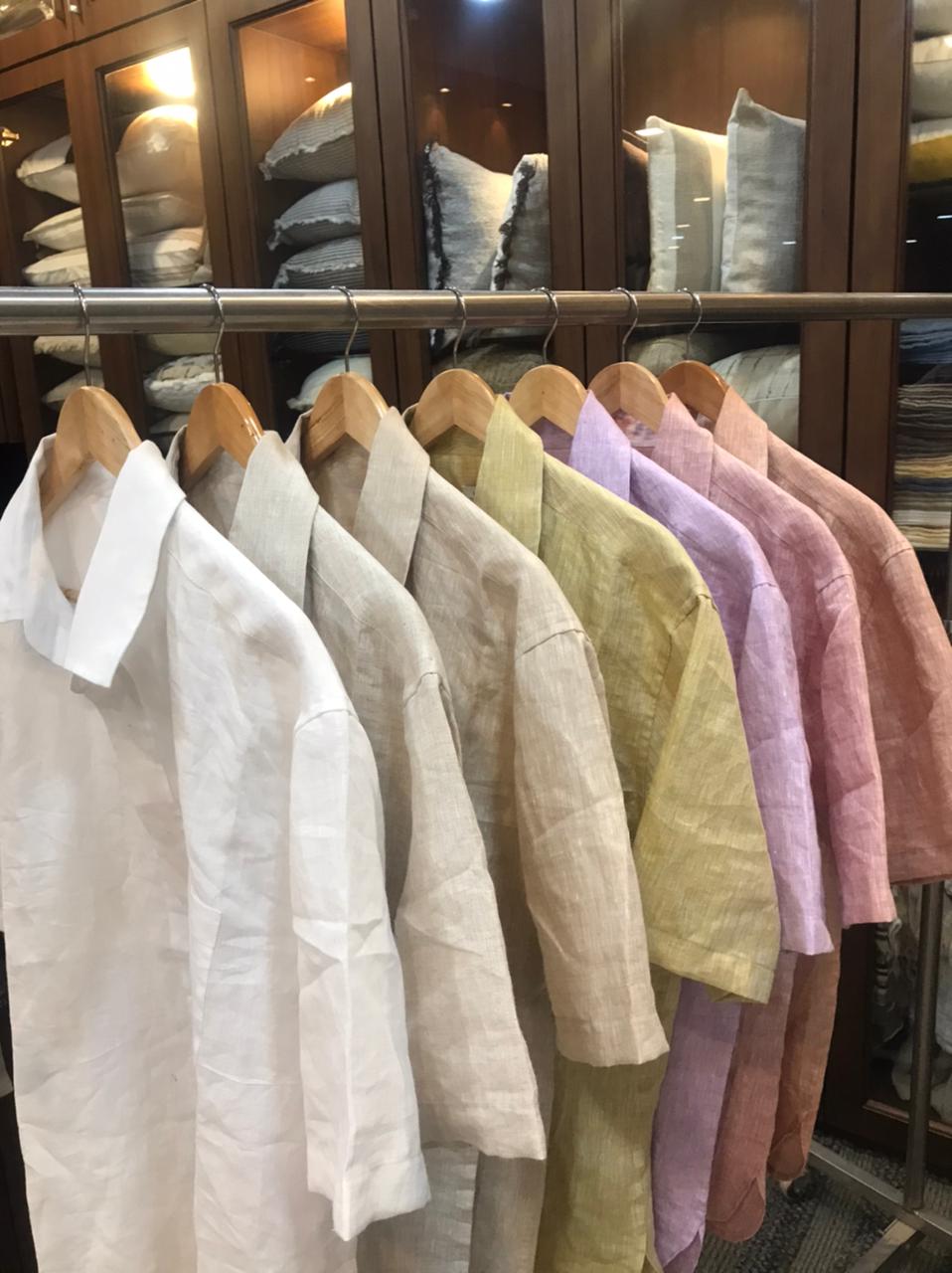 Stonewashed European Linen Full Sleeves Shirt  Men | 31001