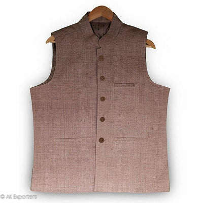 Brown Pure Matka Silk Nehru Jacket | 31009101