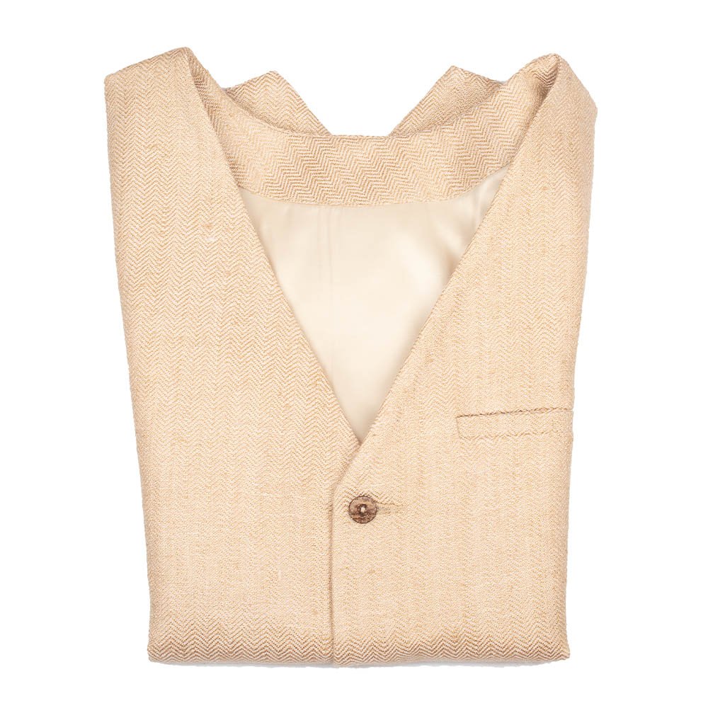Beige Pure Silk Linen Waistcoat | 31010101