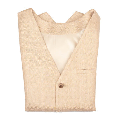 Beige Pure Silk Linen Waistcoat | 31010101