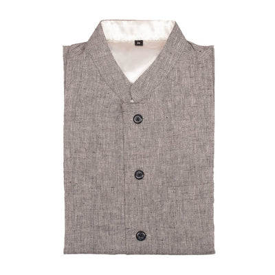 Black Fine Linen Cotton Nehru Jacket | 31012101