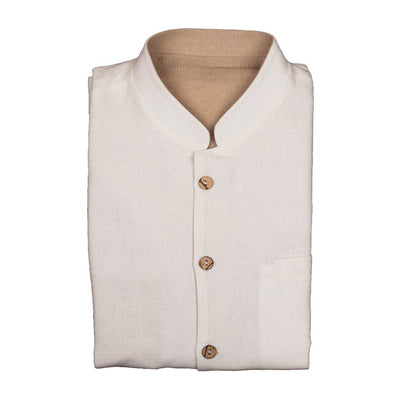 White Reversible Linen Cotton Nehru Jacket | 31014101