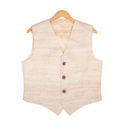 Natural Pure Tussar Silk Cotton Waistcoat | 31021101