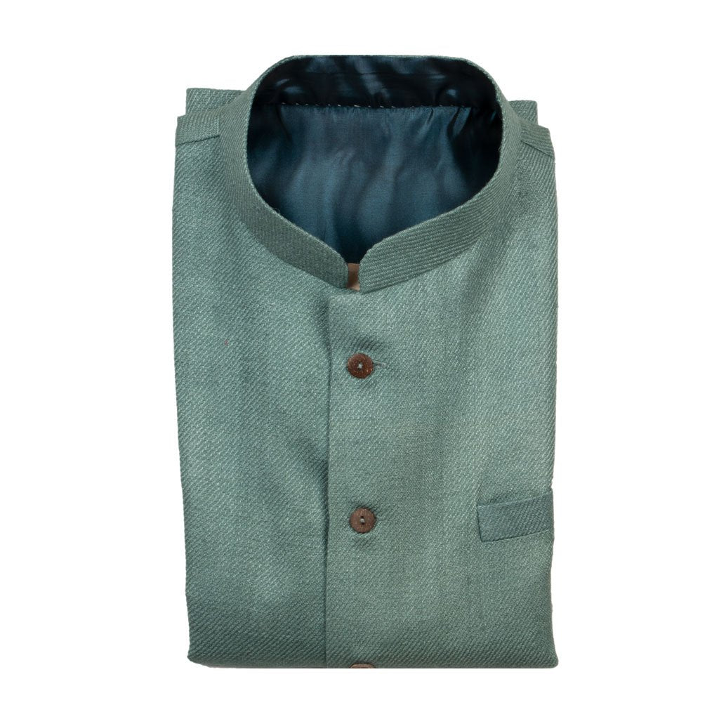 Blue Pure Matka Silk Twill Nehru Jacket | 31042101