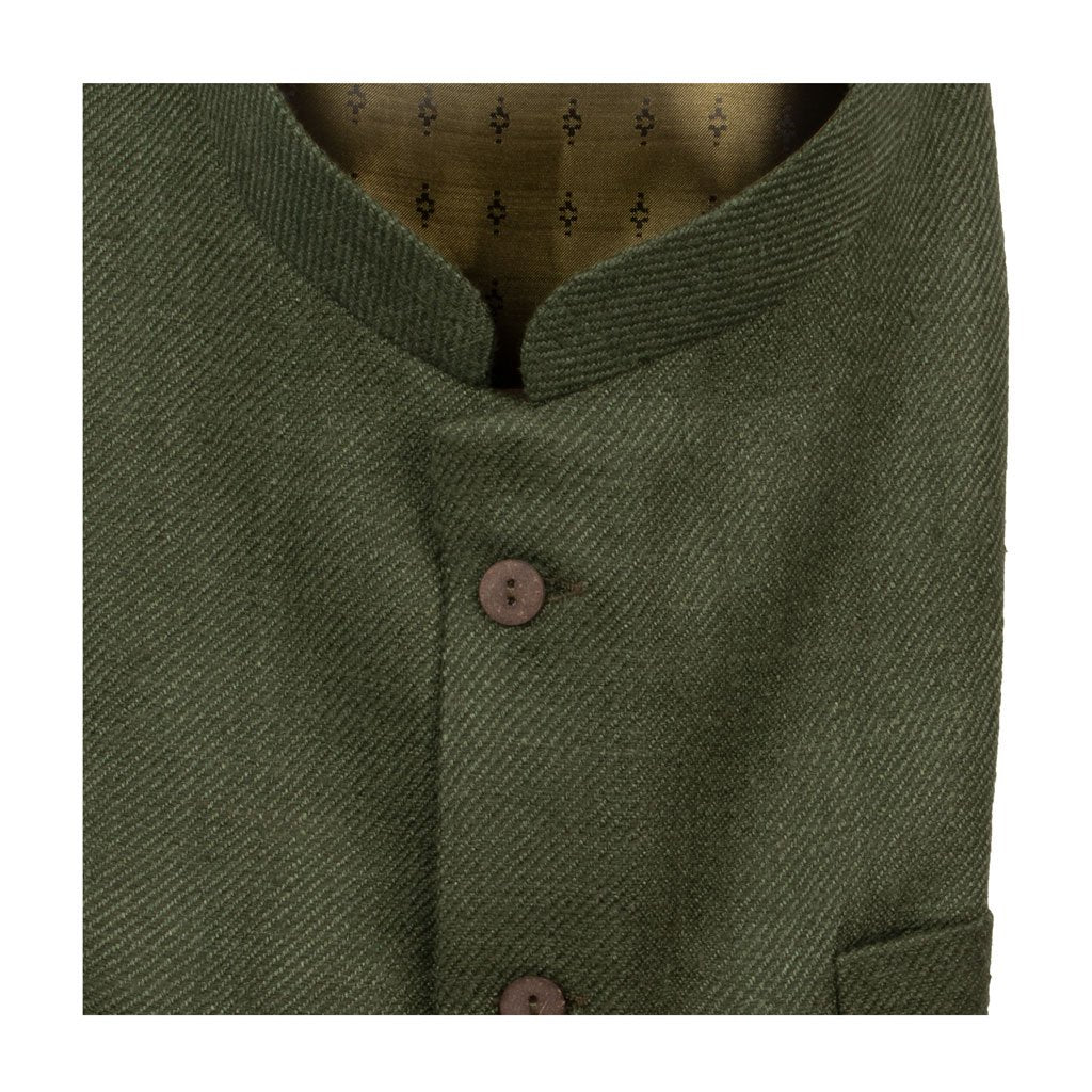 Green Pure Matka Silk Twill Nehru Jacket | 31042102