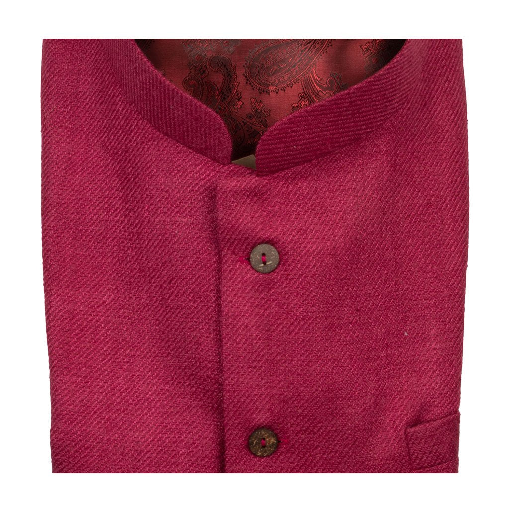 Red Pure Matka Silk Twill Nehru Jacket | 31042103