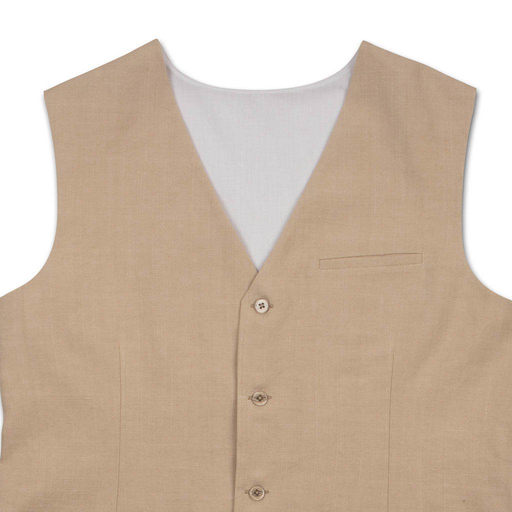 Natural Washed Pure Linen Waistcoat | 31043101