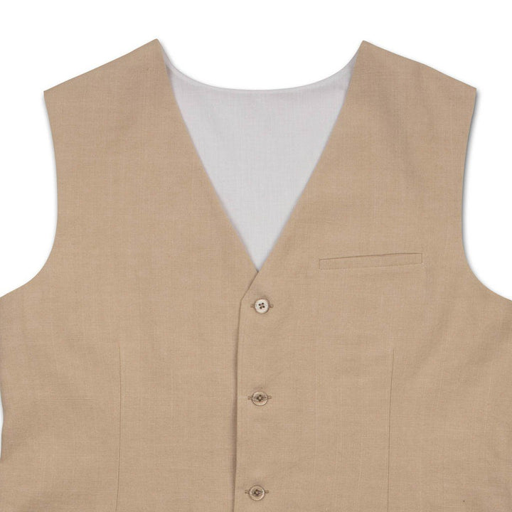 Natural Washed Pure Linen Waistcoat | 31043101
