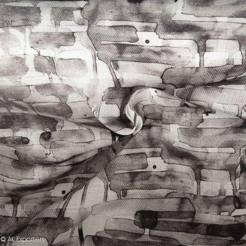 Twill Weave Printed Cotton Linen Fabric | 7538