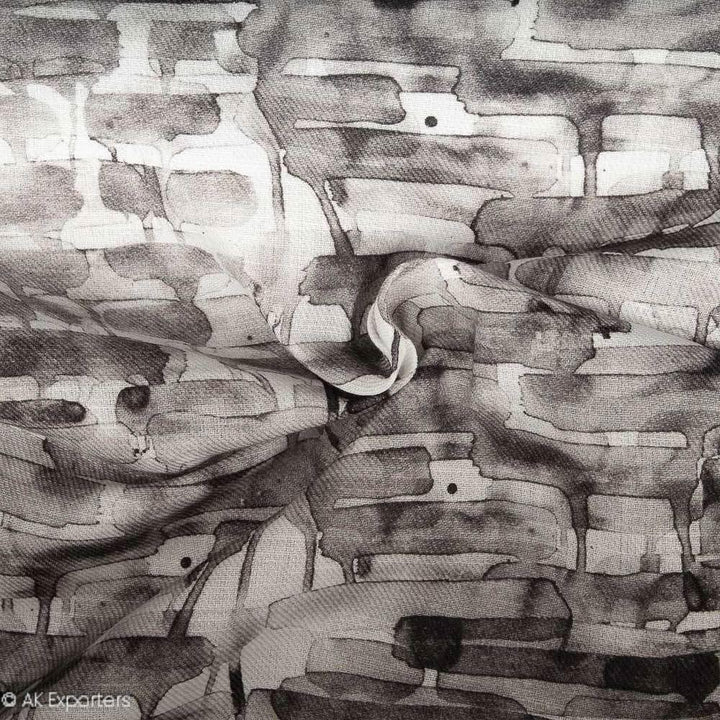 Twill Weave Printed Cotton Linen Fabric | 7538