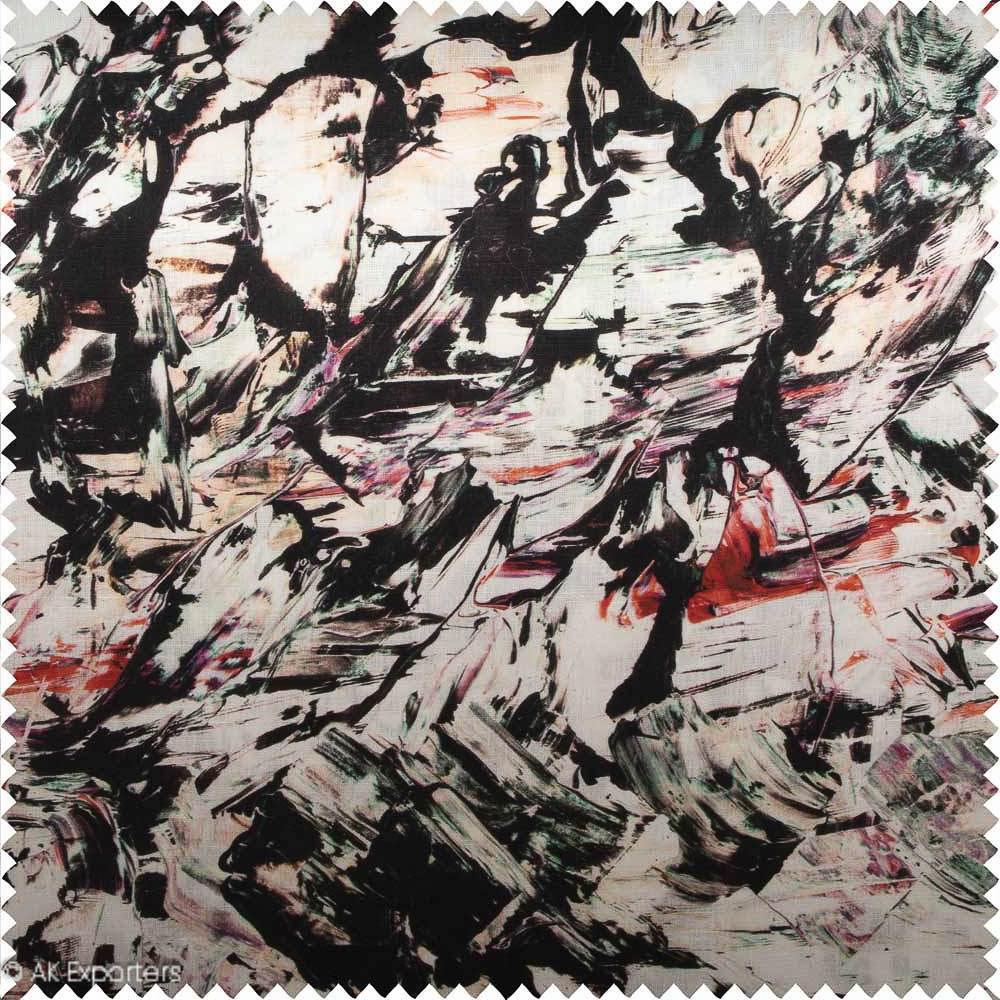 Twill Weave Printed Cotton Linen Fabric | 7541