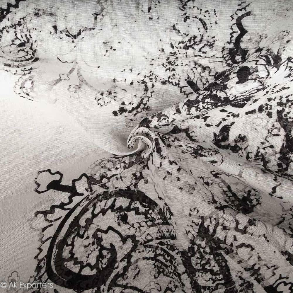 Twill Weave Printed Cotton Linen Fabric | 7542