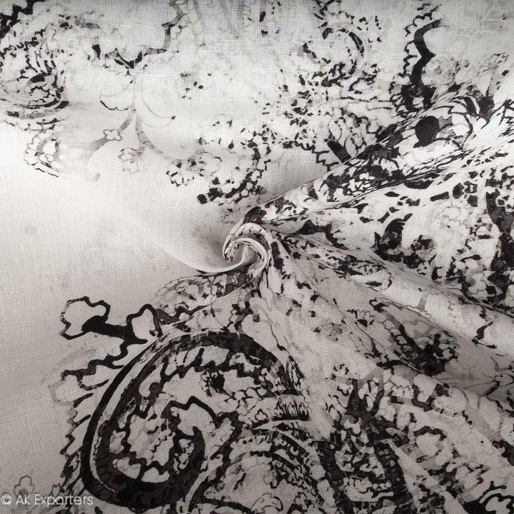 Twill Weave Printed Cotton Linen Fabric | 7542