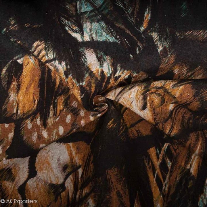 Twill Weave Printed Cotton Linen Fabric | 7543