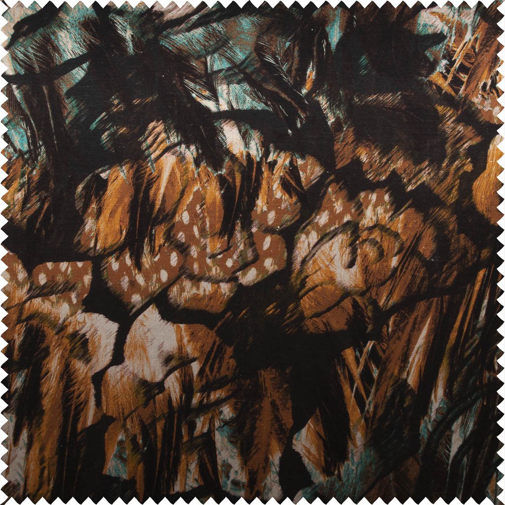 Twill Weave Printed Cotton Linen Fabric | 7543