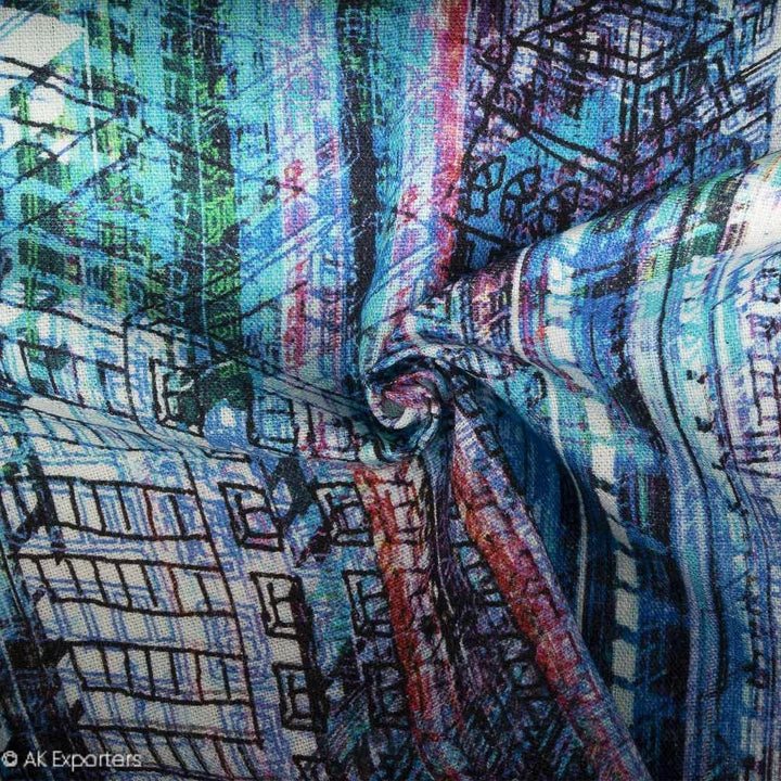 Pure 60s Linen Digital Printed Fabric | 7554