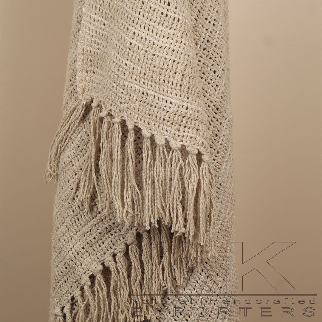 Stonewashed 725gsm Mesh weave Ombre Cotton | Linen Throw  | 23242